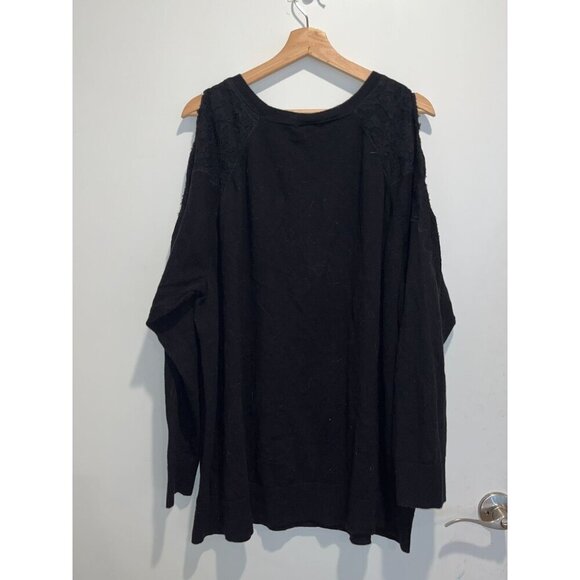 Torrid Black Cold Shoulder Lace Dolman Sleeve Pullover Sweater Women's Size 5x - Picture 2 of 8